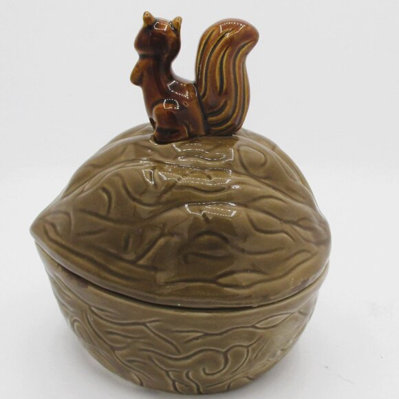 Vintage 1982 Houston Foods Ceramic Squirrel & Acorn Dish With Lid - Picture 3 of 6